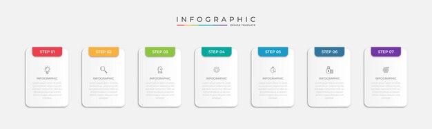 Concepto creativo para infografía con opciones de 7 pasos, partes o procesos Visualización de datos comerciales
