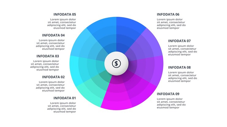 Vector concepto creativo para infografía con opciones de 9 pasos partes o procesos visualización de datos empresariales