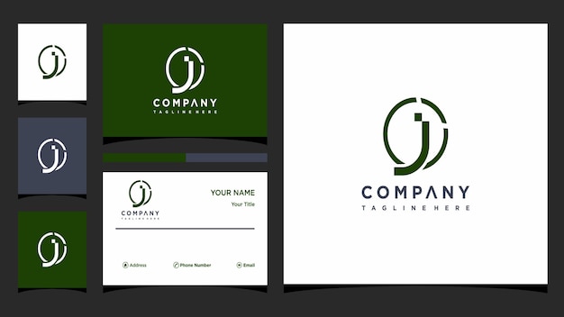 Concepto creativo del logotipo de la letra j y tarjeta de visita premium Vector Premium
