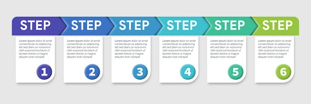 Vector concepto creativo plantilla de diseño infográfico con números 6 pasos business