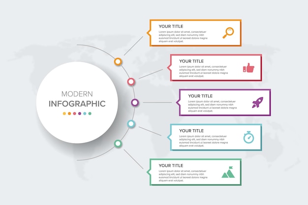 Concepto creativo para el vector de elementos infográficos 5 opciones, pasos, lista, proceso, gráfico abstracto