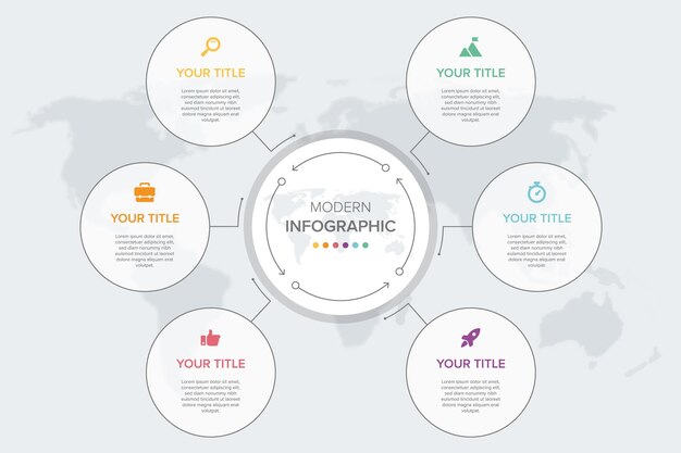 Concepto creativo para el vector de elementos infográficos 6 opciones, pasos, lista, proceso. elementos abstractos