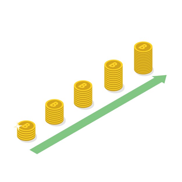 Concepto de crecimiento de criptomonedas Bitcoin.