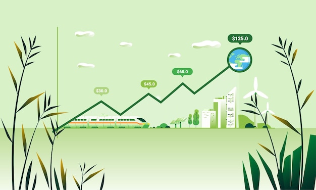 Concepto de crecimiento económico gráfico gráfico energía ambiental renovable verde para la energía de transporte de la ciudad verde de la tierra