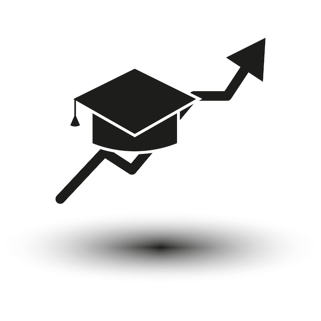 Vector concepto de crecimiento educativo graduation cap éxito flecha conocimiento idea de progreso