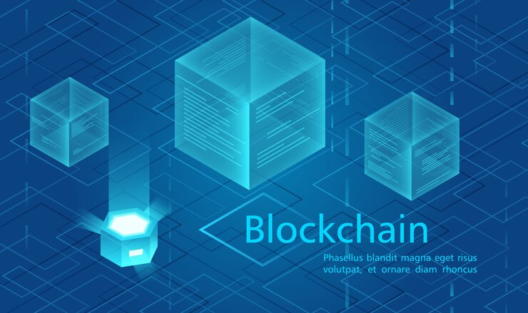 Vector concepto de criptomoneda y blockchain, centro alimentado por datos, ilustración isométrica de almacenamiento de datos en la nube.