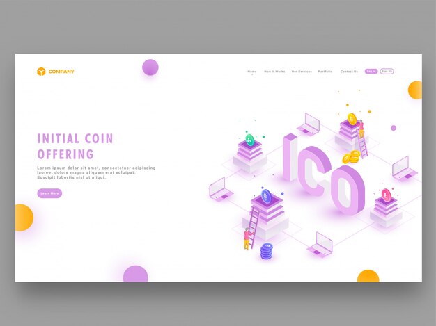 Concepto de criptomoneda ICO (oferta inicial de monedas)