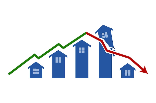 Vector concepto de crisis inmobiliaria crisis financiera de 2008