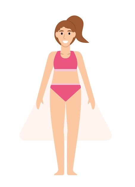 Concepto Cuerpo femenino triángulo abajo tipos mujeres La ilustración muestra un personaje femenino