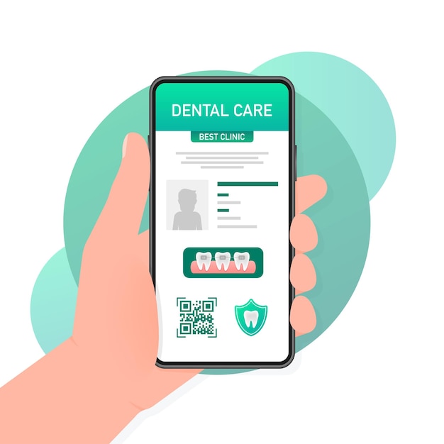 Concepto de cuidado dental. icono de tarjeta de crédito. diseño vectorial. icono de tarjeta de seguro médico.