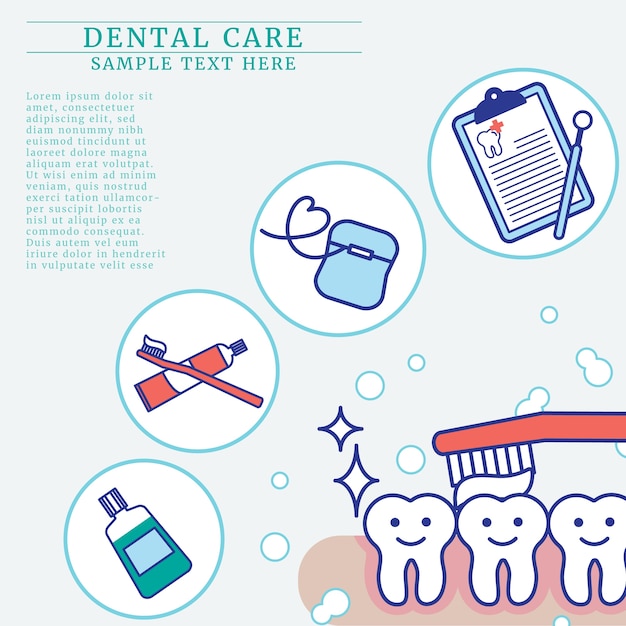 Concepto de cuidado de los dientes con espacio de copia