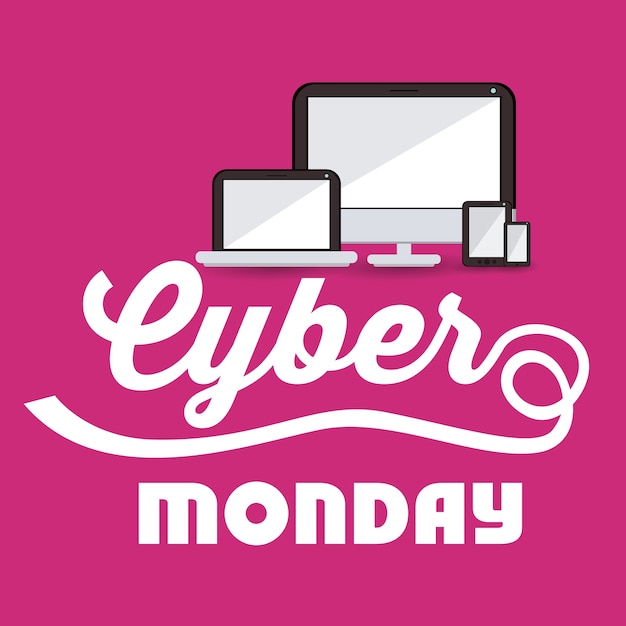 Concepto de Cyber Monday con diseño de iconos de comercio electrónico