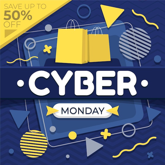 Vector concepto de cyber monday de diseño plano