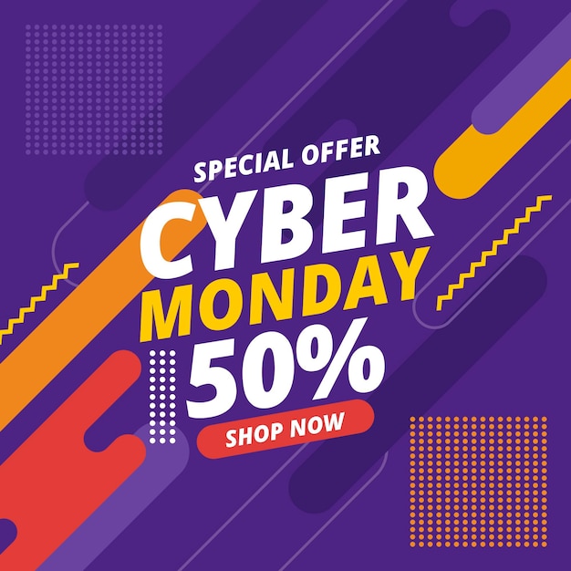 Concepto de cyber monday de diseño plano