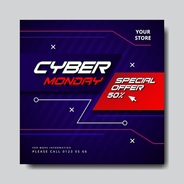 Concepto de cyber monday con diseño plano