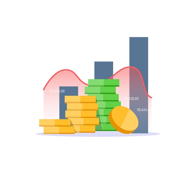concepto de datos financieros o mercado de inversión barra de ganancias y éxito mercado de acciones