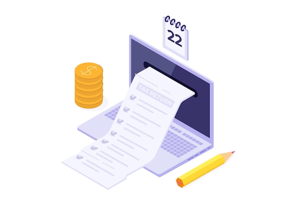 Concepto de declaración de impuestos Ilustración vectorial isométrica