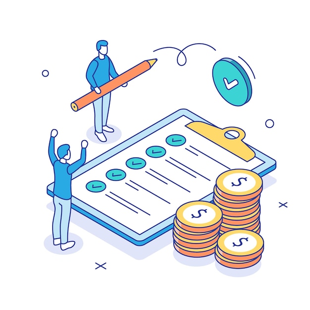 Concepto de declaración de impuestos Personas que preparan documentos para el cálculo de impuestos que realizan la declaración de impuestos sobre la renta