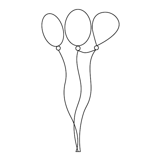 El concepto de decoración de la celebración de arte de una sola línea continua de globo es una ilustración vectorial de contorno