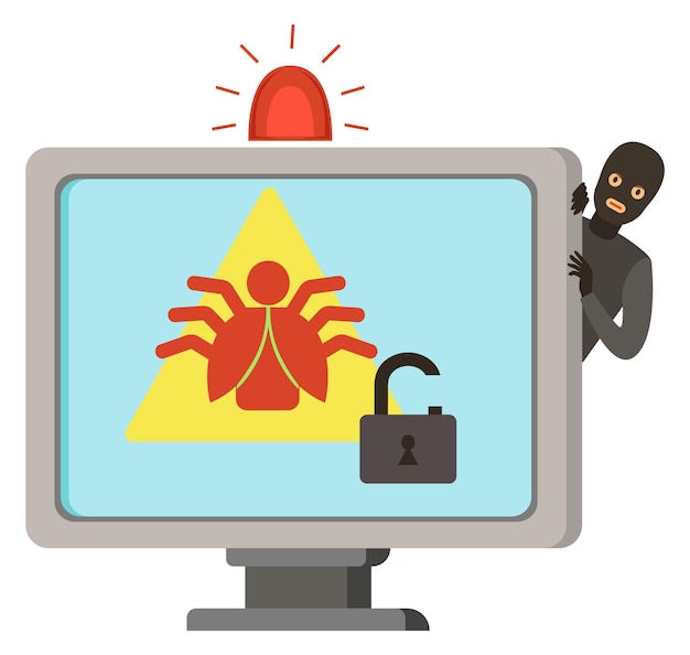 Concepto de delito cibernético Hacker explota la computadora con errores