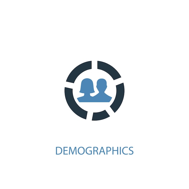 Concepto de demografía 2 icono de color. Ilustración simple elemento azul. diseño de símbolo de concepto de demografía. Se puede utilizar para UI / UX web y móvil