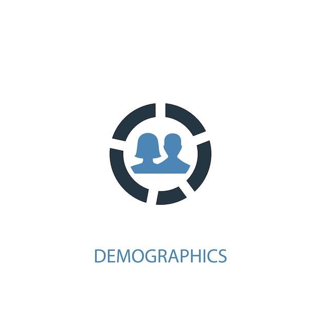 Concepto de demografía 2 icono de color. ilustración simple elemento azul. diseño de símbolo de concepto de demografía. se puede utilizar para ui / ux web y móvil