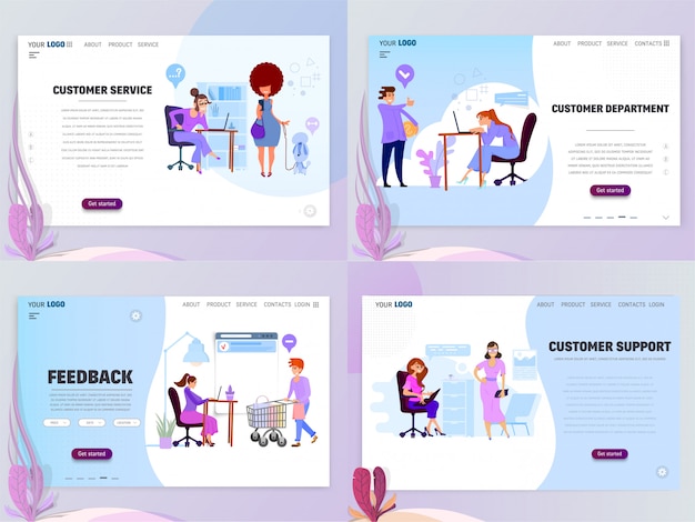 Concepto de departamento de atención al cliente para el sitio web