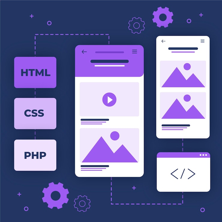 Vector concepto de desarrollo de aplicaciones con lenguajes de programación ilustrados