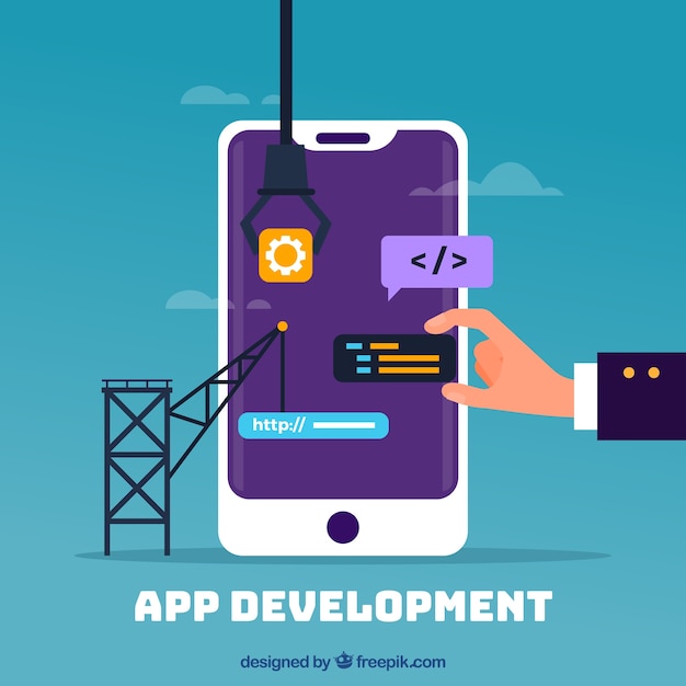 Concepto de desarrollo de app con diseño plano