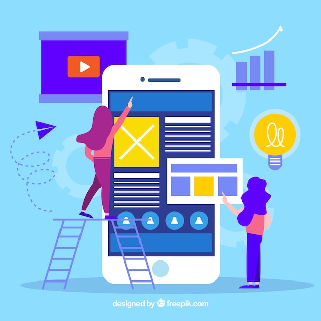 Concepto de desarrollo de app con diseño plano
