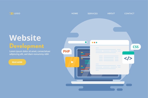 Concepto de desarrollo de sitio web