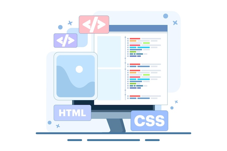 Vector concepto de desarrollo web o lenguajes de programación o programador que desarrolla un sitio web