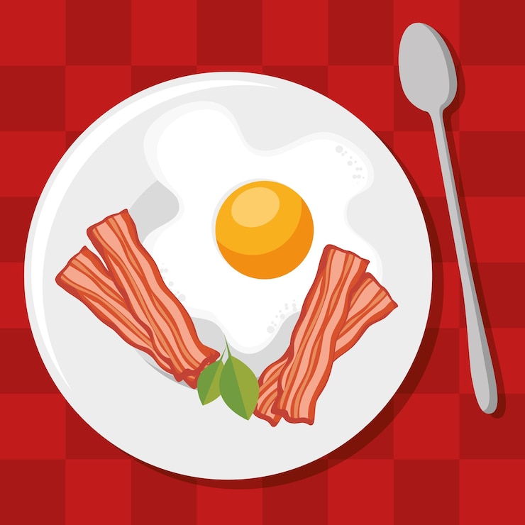 Vector concepto de desayuno con comida fesh