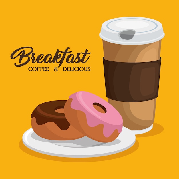 Vector concepto de desayuno con comida fesh