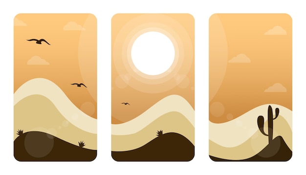 Concepto de desierto para fondo de pantalla de teléfono Paisaje desértico de dibujos animados Fondo de naturaleza del desierto
