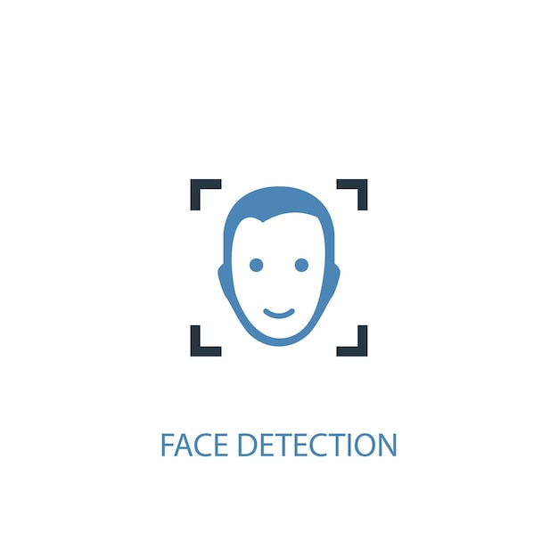 Concepto de detección de rostros 2 icono de color. Ilustración simple elemento azul. diseño de símbolo de concepto de detección de rostros. Se puede utilizar para UI / UX web y móvil