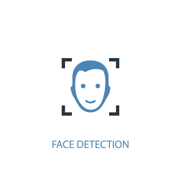 Concepto de detección de rostros 2 icono de color. ilustración simple elemento azul. diseño de símbolo de concepto de detección de rostros. se puede utilizar para ui / ux web y móvil