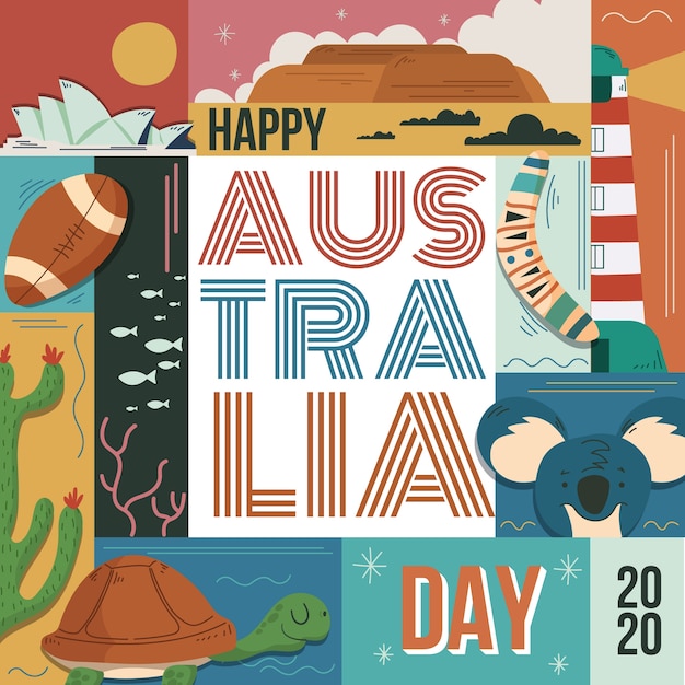 Vector concepto de día de australia dibujado a mano