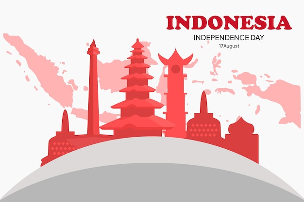 Concepto del Día de la Independencia de Indonesia Ilustración vectorial plana de colores aislada
