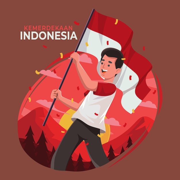 Concepto del Día de la Independencia de Indonesia