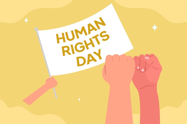 Concepto del Día Internacional de los Derechos Humanos Ilustración vectorial plana de colores aislada