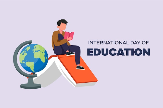 Concepto del Día Internacional de la Educación Ilustración vectorial plana de color aislada