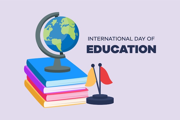 Concepto del Día Internacional de la Educación Ilustración vectorial plana de color aislada