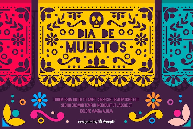 Concepto de día de muertos con fondo de diseño plano