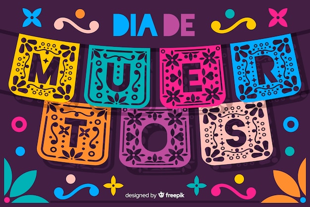 Concepto de día de muertos con fondo de diseño plano