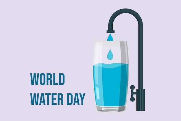Concepto del Día Mundial del Agua Ilustración vectorial plana de color aislada