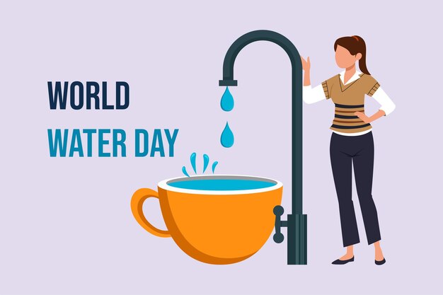 Concepto del Día Mundial del Agua Ilustración vectorial plana de color aislada