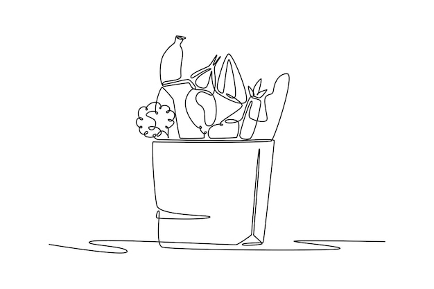 Concepto del Día Mundial de la Alimentación Ilustración gráfica vectorial de diseño de dibujo de línea única