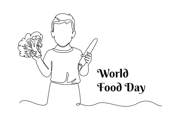 Concepto del Día Mundial de la Alimentación Ilustración gráfica vectorial de diseño de dibujo de línea única