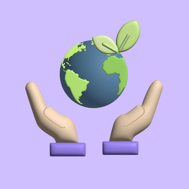 Concepto del Día Mundial del Medio Ambiente Objeto 3D realista estilo de dibujos animados Ilustración vectorial de colores